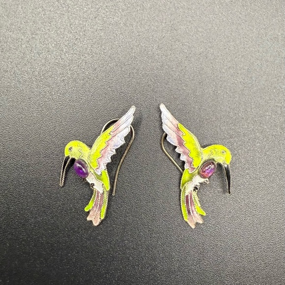 Vintage Zarah Enameled Earrings - Picture 2 of 4